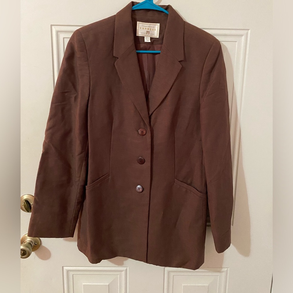 Express blazer 7/8 vintage brown linen blend